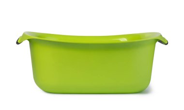 Yeşil plastik yıkama kase. Beyaz arka plan