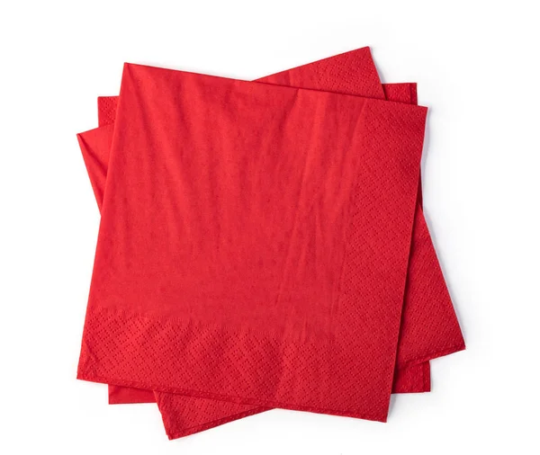 Rode Papieren Servet Geïsoleerd Witte Achtergrond — Stockfoto