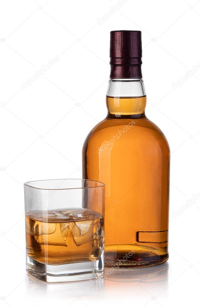 whiskey bottle and glass