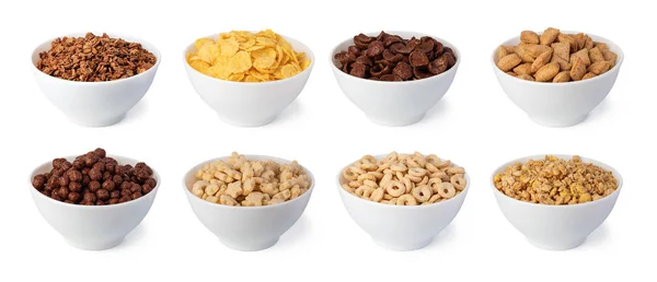 Copos de cereales sobre fondo blanco — Foto de Stock