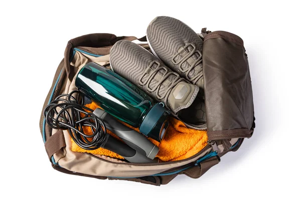 Sports bag with sports equipment — Stock Photo, Image