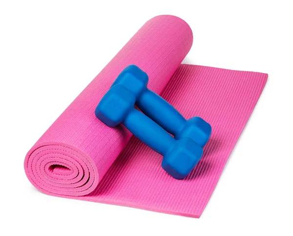 Yogamatte og lammeklokker – stockfoto