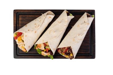 Sebzeli burrito ve tortilla.,