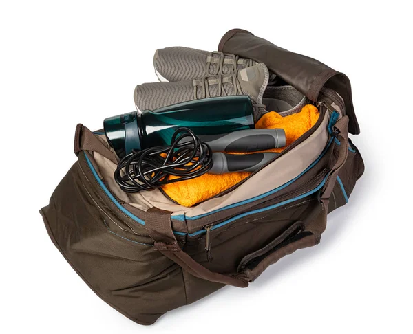 Sports bag with sports equipment — Stock Photo, Image