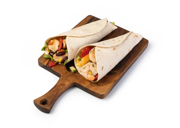 Burrito with vegetables and tortilla, — Stock Photo, Image