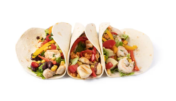 Burrito with vegetables and tortilla, — Stock Photo, Image
