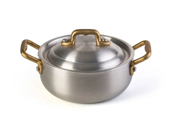 Stainless saucepan on white — Stock Photo, Image