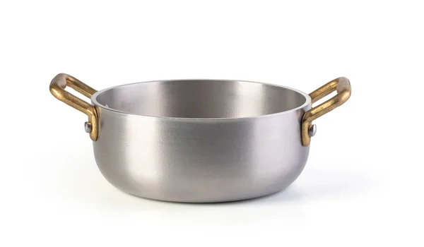 Stainless saucepan on white — Stock Photo, Image