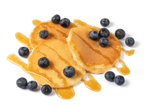 Pancakes with blueberries and syrup — Stock Photo, Image