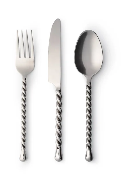 Juego de cubiertos con tenedor, cuchillo y cuchara — Foto de Stock