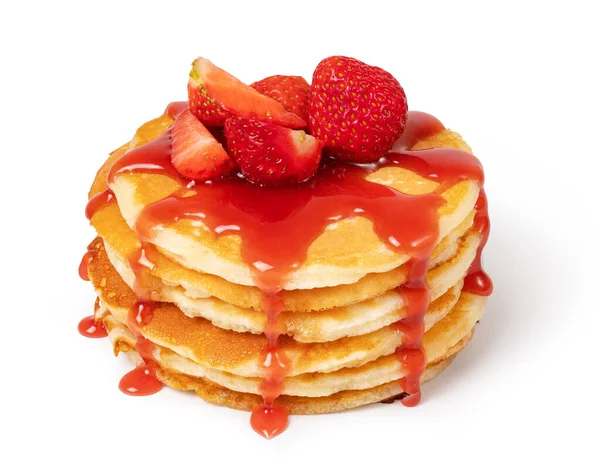 Pancakes with fresh strawberries — Stock Photo, Image