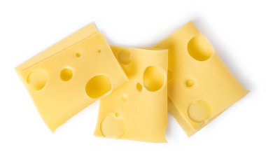 Beyaz bir arka plan üzerinde izole peynir dilimi