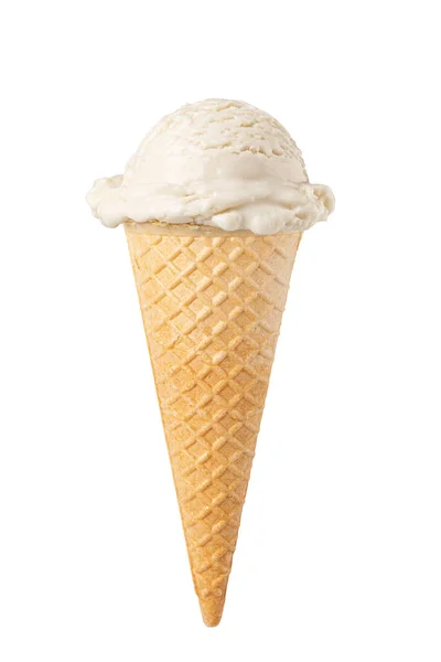 Παγωτό Βάφλα Χωνάκι Απομονωμένο Λευκό Φόντο — Φωτογραφία Αρχείου
