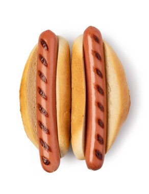 Beyaz arkaplanda izole edilmiş sosisli.