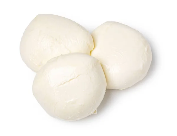 Bolas Mozzarella Aisladas Sobre Fondo Blanco —  Fotos de Stock