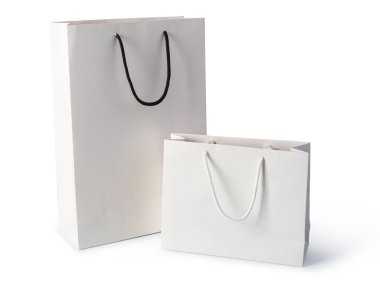 beyaz arkaplanda beyaz kese kağıdı