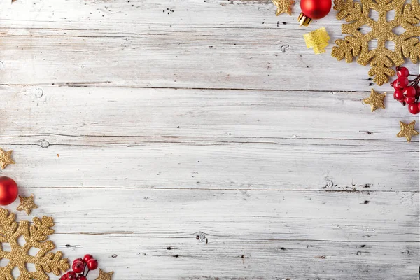 Fondo Navidad Escritorio Madera Blanca Copiar Espacio Vacaciones Invierno Año — Foto de Stock