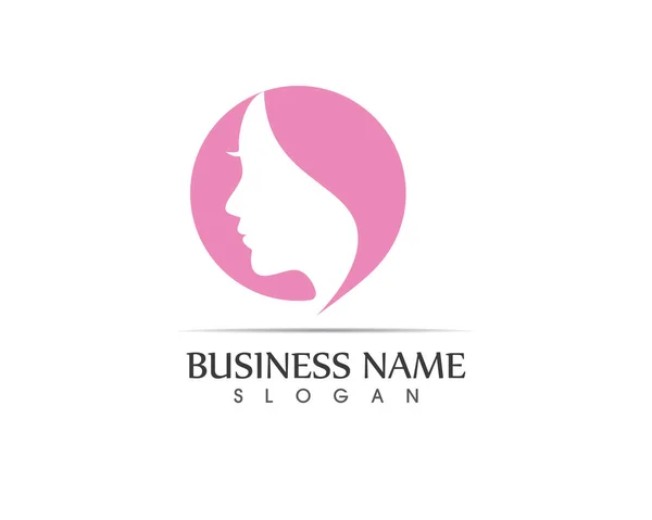 Face Woman Beauty Spa Logo Vector — Stock Vector