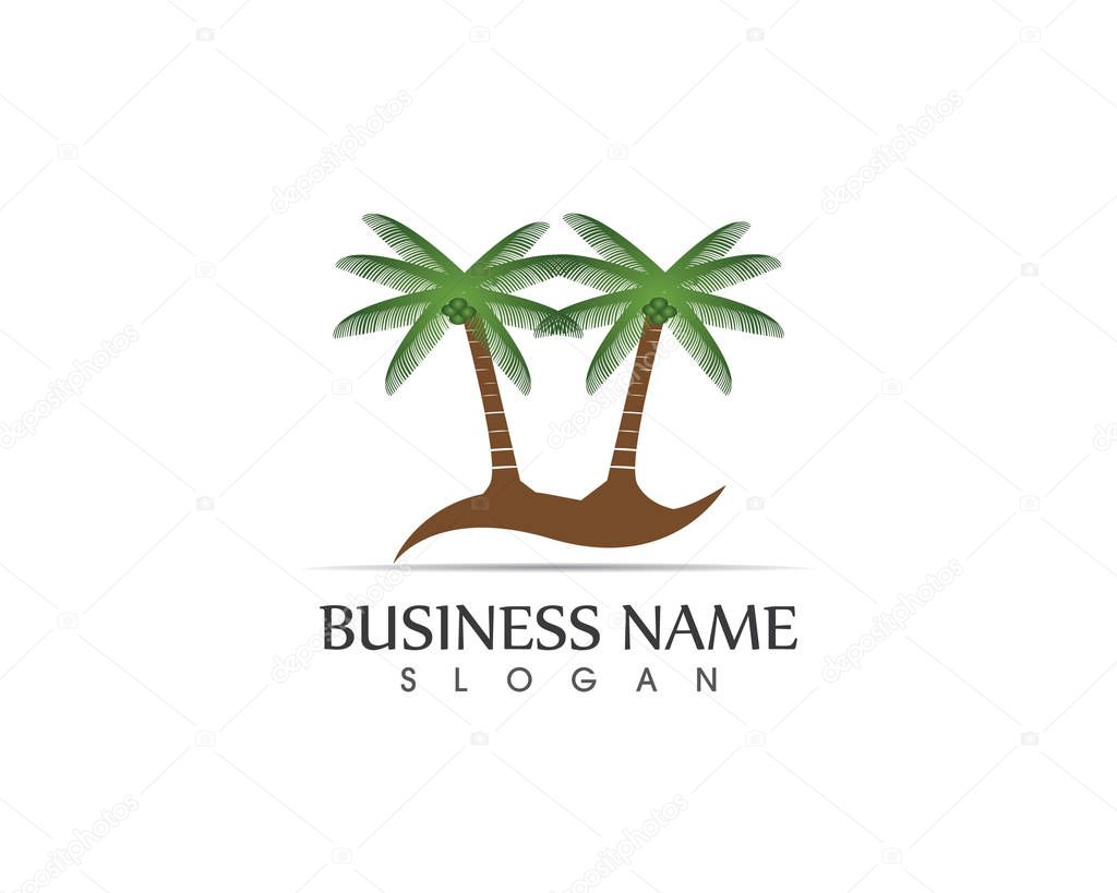 Coconut tree logo vector template