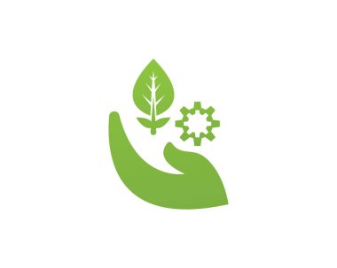 Yeşil yapraklı ekoloji doğa element ikonu logoları