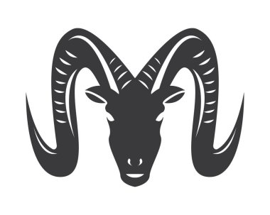 Keçi başı simgesi ve sembol vektör illüstrasyonu