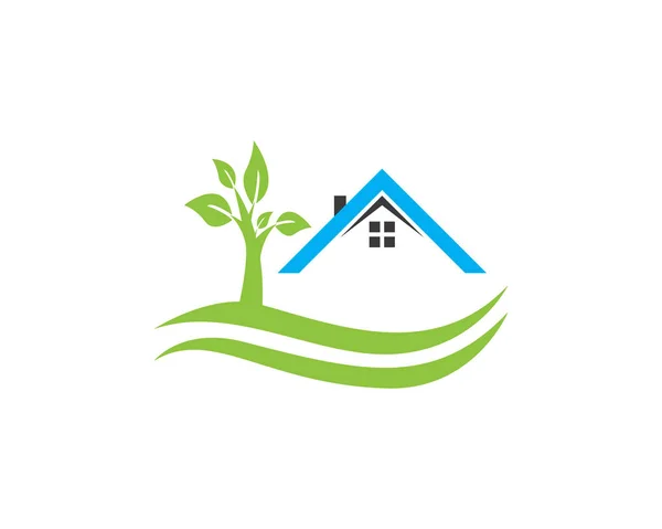 Construção Home Natureza Logotipo Design Vetor Modelo —  Vetores de Stock