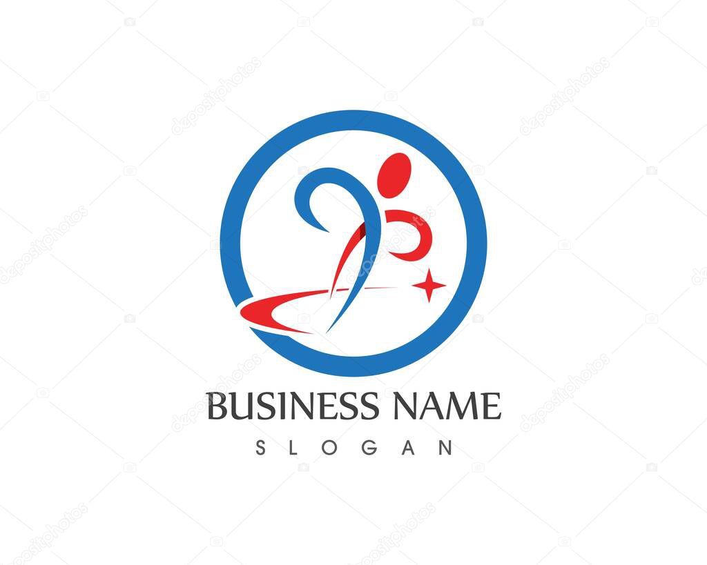Human running vector logo template character for health Business