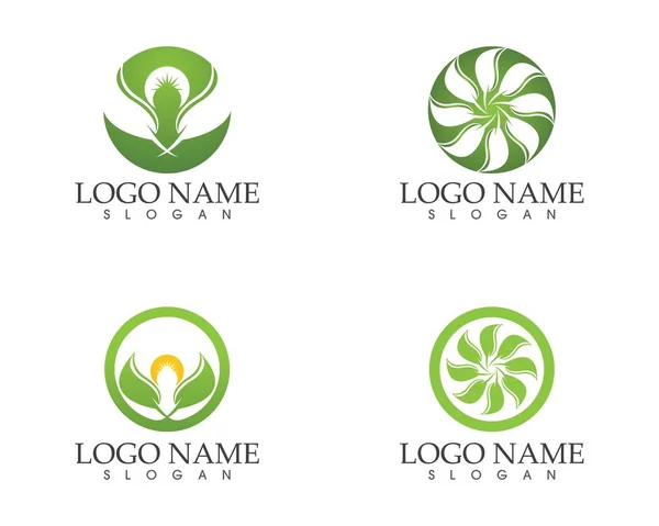 Modelo Vetor Logotipo Ícone Folha Natureza — Vetor de Stock