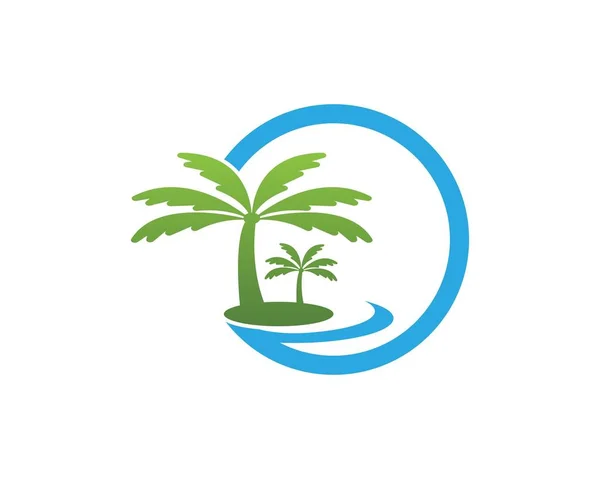 Kokosnoot Boom Logo Vector Illustratie — Stockvector