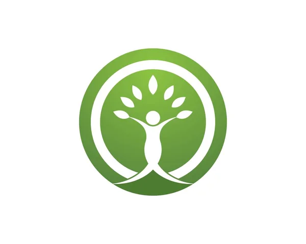 Health People Leaf Logo Design Illustration — Stock Vector