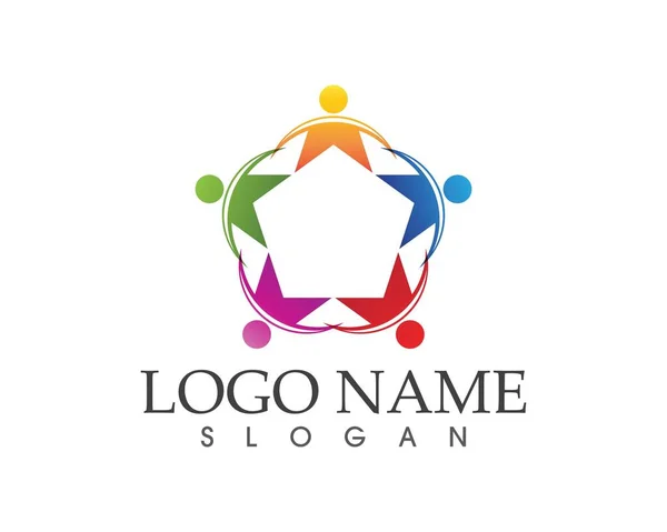 Stars Personnes Soins Logo Conception Concept — Image vectorielle