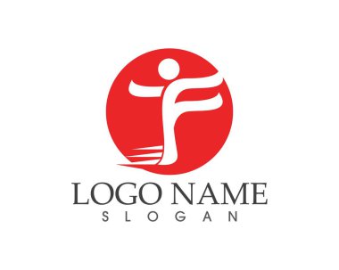 f harfi insanlar logo tasarım vektörü