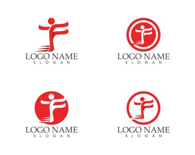 f harfi insanlar logo tasarım vektörü