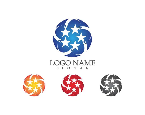 Stars Circle Logo Design Vector Template — Stock Vector