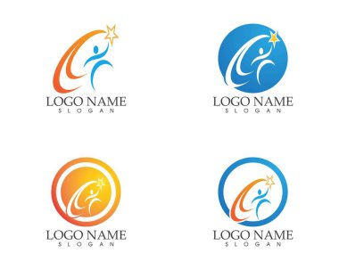 Başarılı insanlar logo tasarımı vektör çizimi