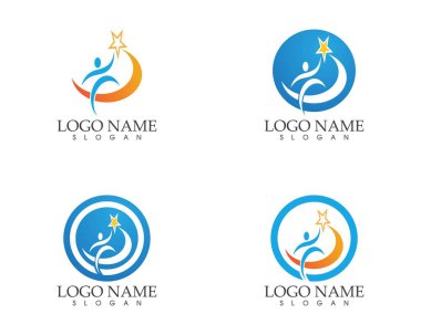 Başarılı insanlar logo tasarımı vektör çizimi