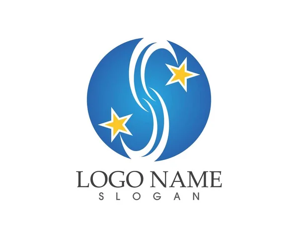 Gwiazdy Koło Ikona Logo Projekt Wektor Ilustracja — Wektor stockowy