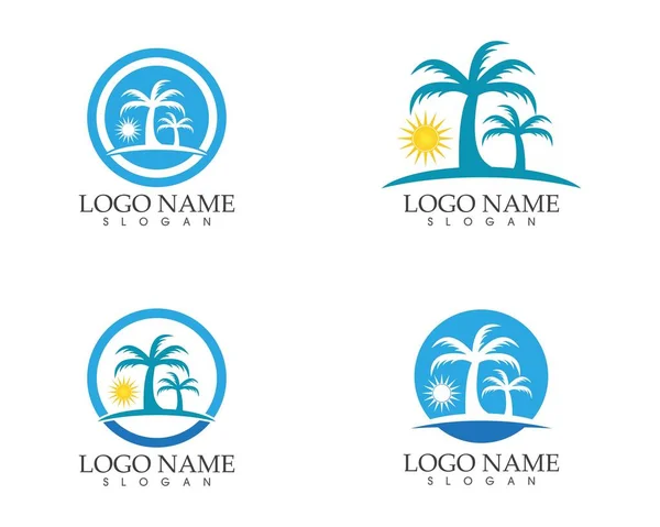 Wave Beach Holidays Logo Design Template — Stock Vector