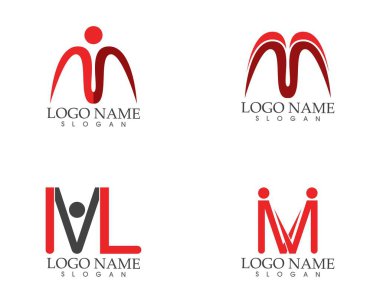 M harfi insanlar logo tasarım şablonu