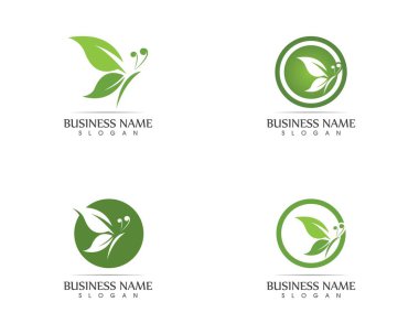 Yeşil kelebek logosu tasarımı vektör çizimi