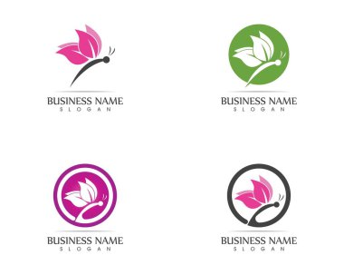 Kelebek logosu tasarım vektör çizimi