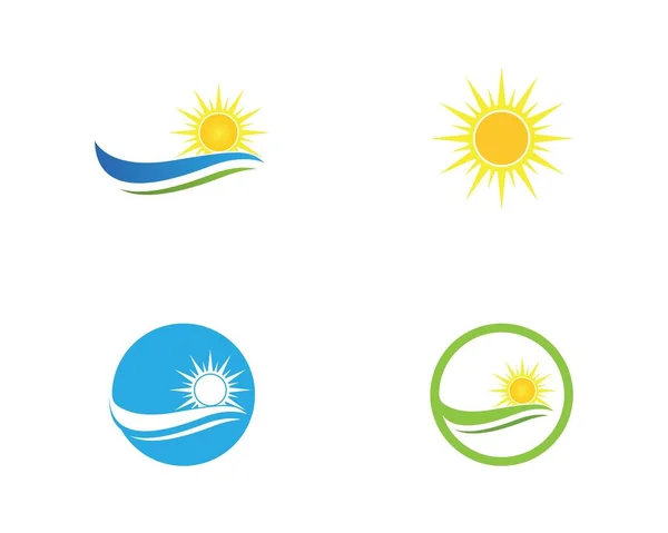 Modèle Logo Icône Vectorielle Soleil Sur Horizon — Image vectorielle