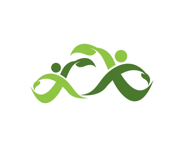 Health People Leaf Logo Template — Stock Vector