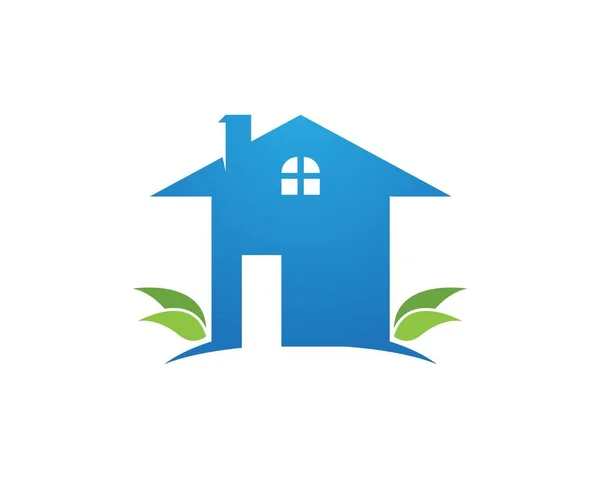 Bouwen Van Huis Natuur Logo Template — Stockvector