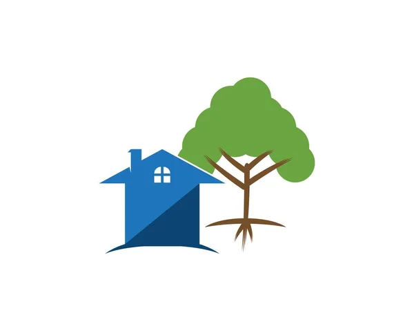 Bouwen Van Huis Natuur Logo Template — Stockvector