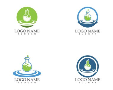Bitkisel laboratuvar simge logo vektör şablonu