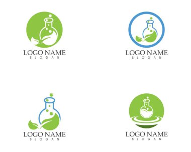 Bitkisel laboratuvar simge logo vektör şablonu