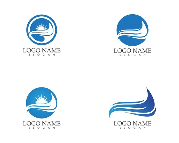 Ola Agua Icono Logo Vector — Archivo Imágenes Vectoriales