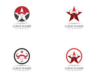 Boğa başı simgesi logo vektör illüstrasyonu