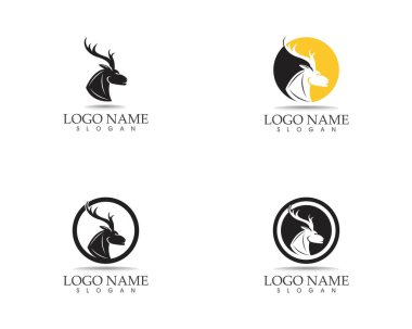 Geyik başı simgesi logo tasarımı vektör çizimi